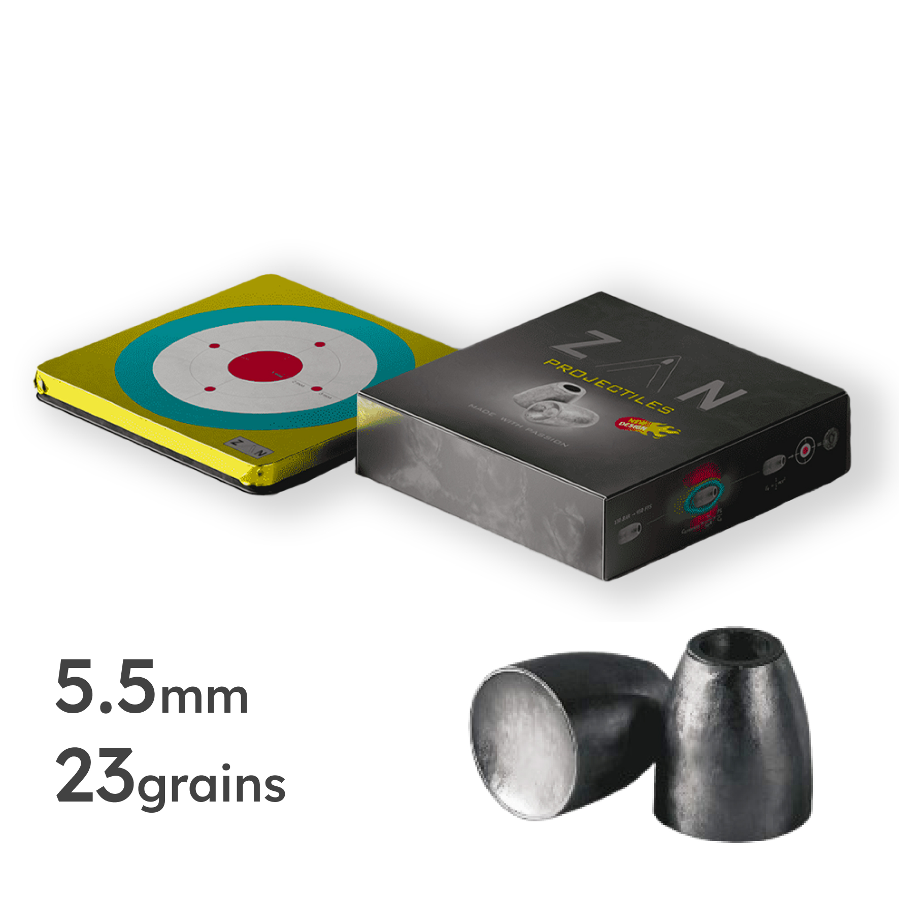 Plombs slug Zan Projectiles HP 5,5 mm 23 grains, boîte de 200