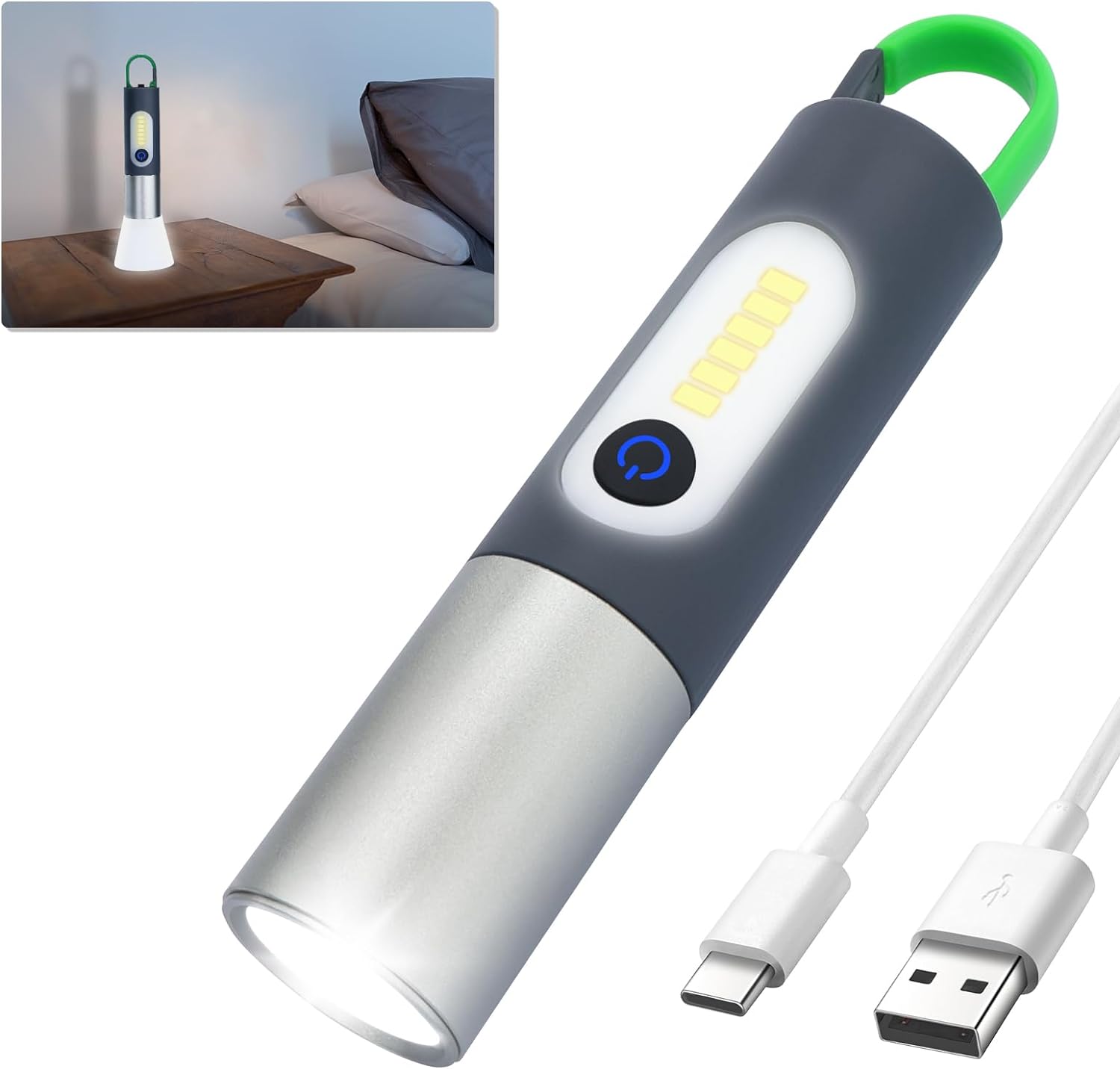 Lampe torche LED rechargeable 750 lumens 4 modes avec éclairage latéral