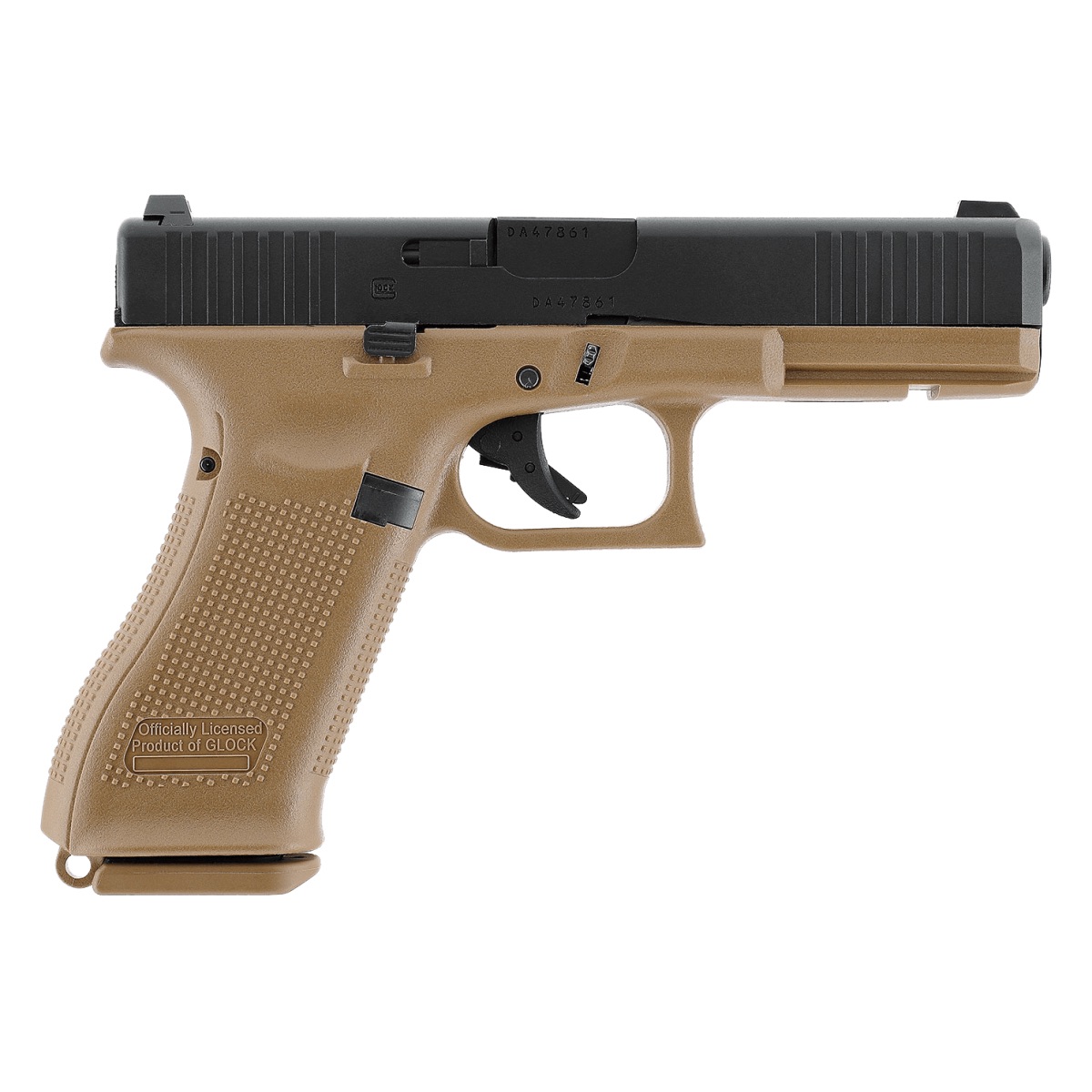 Pack pistolet airsoft Glock 17 Gen5 French Edition coyote gaz 6 mm 1 joule 2