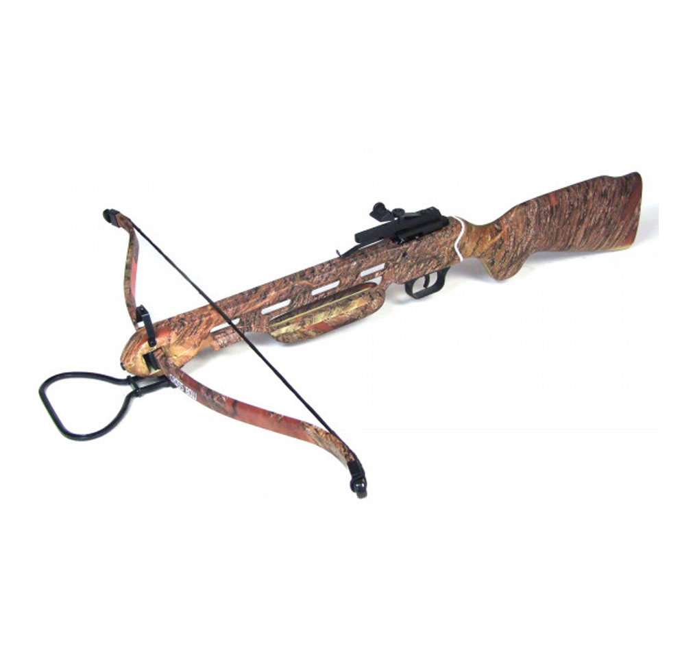 Arbalète Man Kung 150 lbs 210 fps aluminium et bois camo + 2 traits