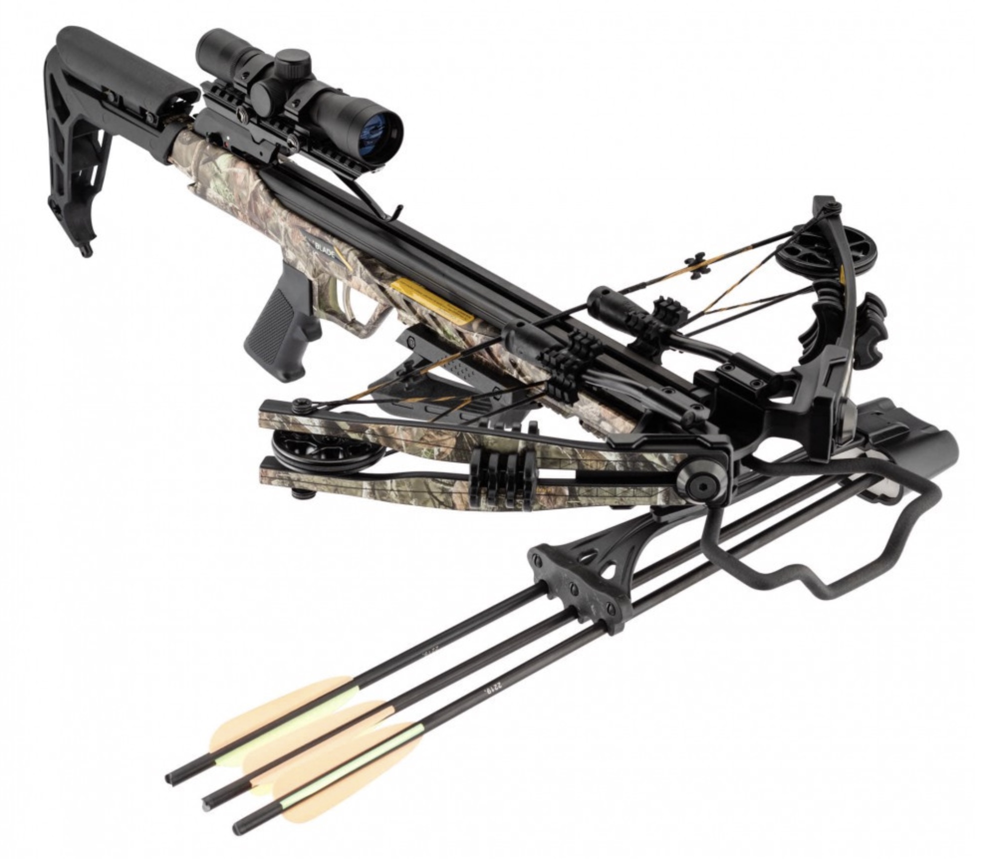 Arbalète à poulies EK Archery Blade+ camo 175 lbs 340 fps + lunette 4x32 3