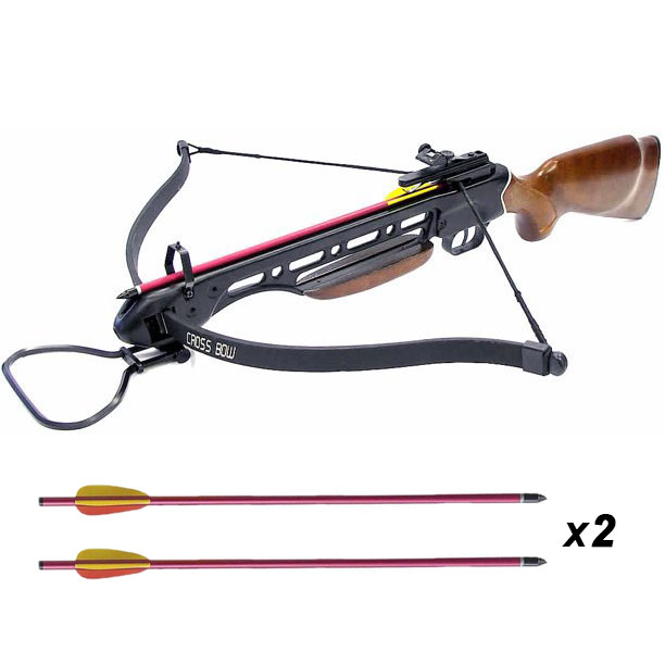 Arbalète recurve Man Kung 150 lbs 210 fps crosse bois + 2 flèches