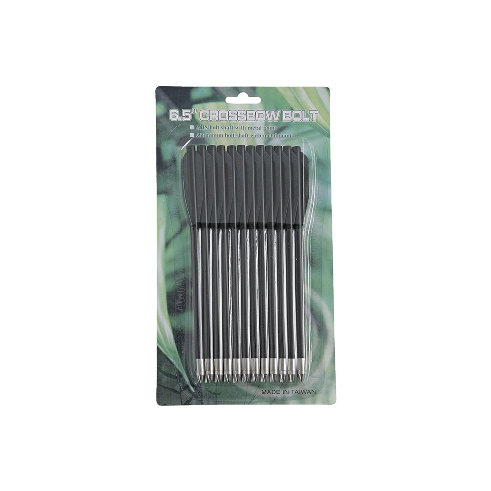 Lot de 12 traits 6,5 pouces en plastique noir pour pistolet-arbalète