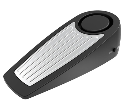Alarme cale-porte sonore en ABS noir, 3 piles LR44 fournies, 9,8 cm