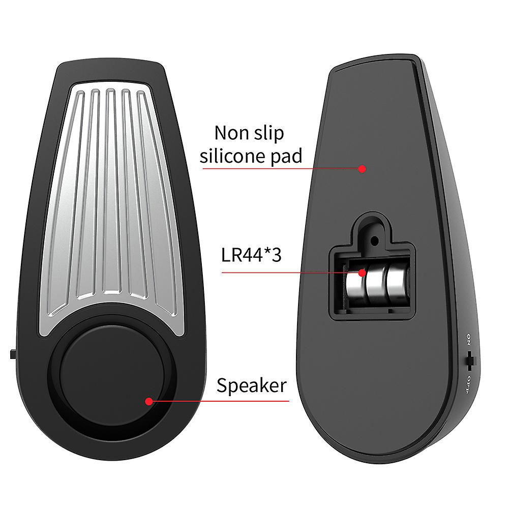 Alarme cale-porte sonore en ABS noir, 3 piles LR44 fournies, 9,8 cm 2