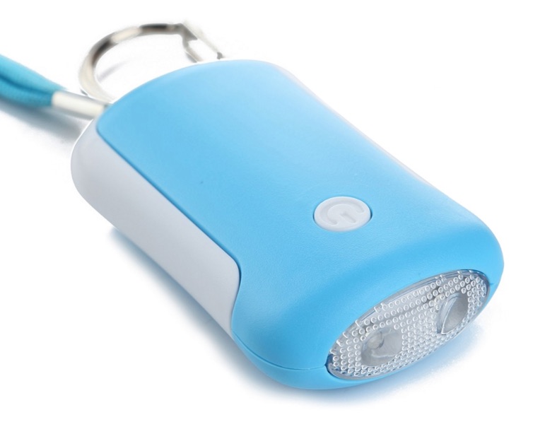 Alarme personnelle porte-clés 120 dB avec lampe à 2 LED, bleu et blanc