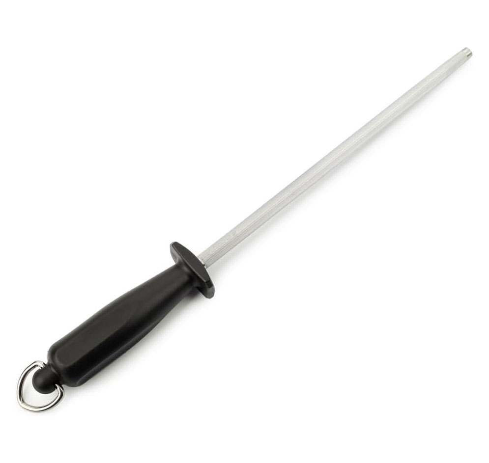 Fusil à aiguiser manuel 25 cm, mèche en acier allié, manche noir