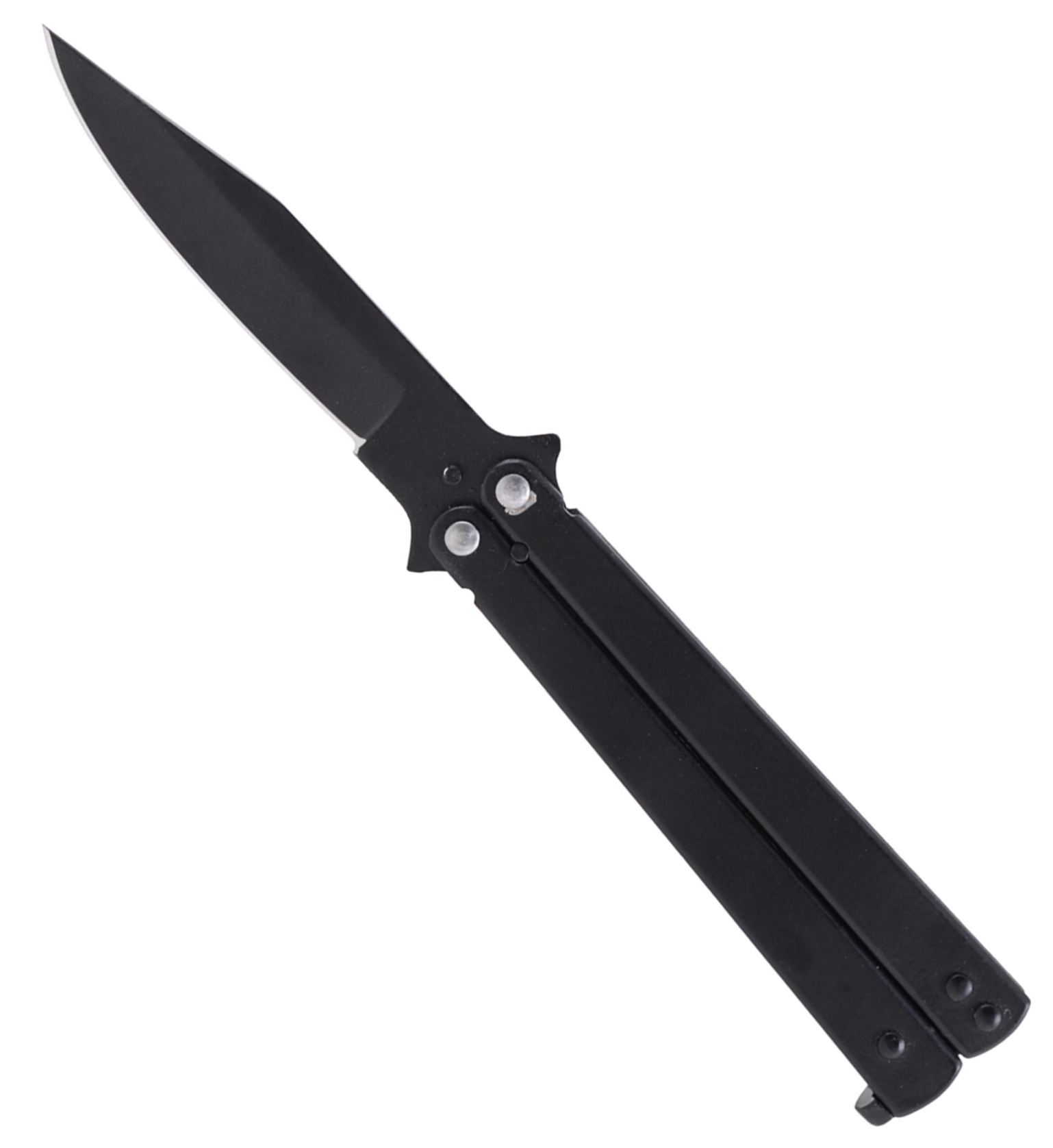 Couteau papillon noir tout acier, lame 9,5 cm, 22 cm ouvert 2