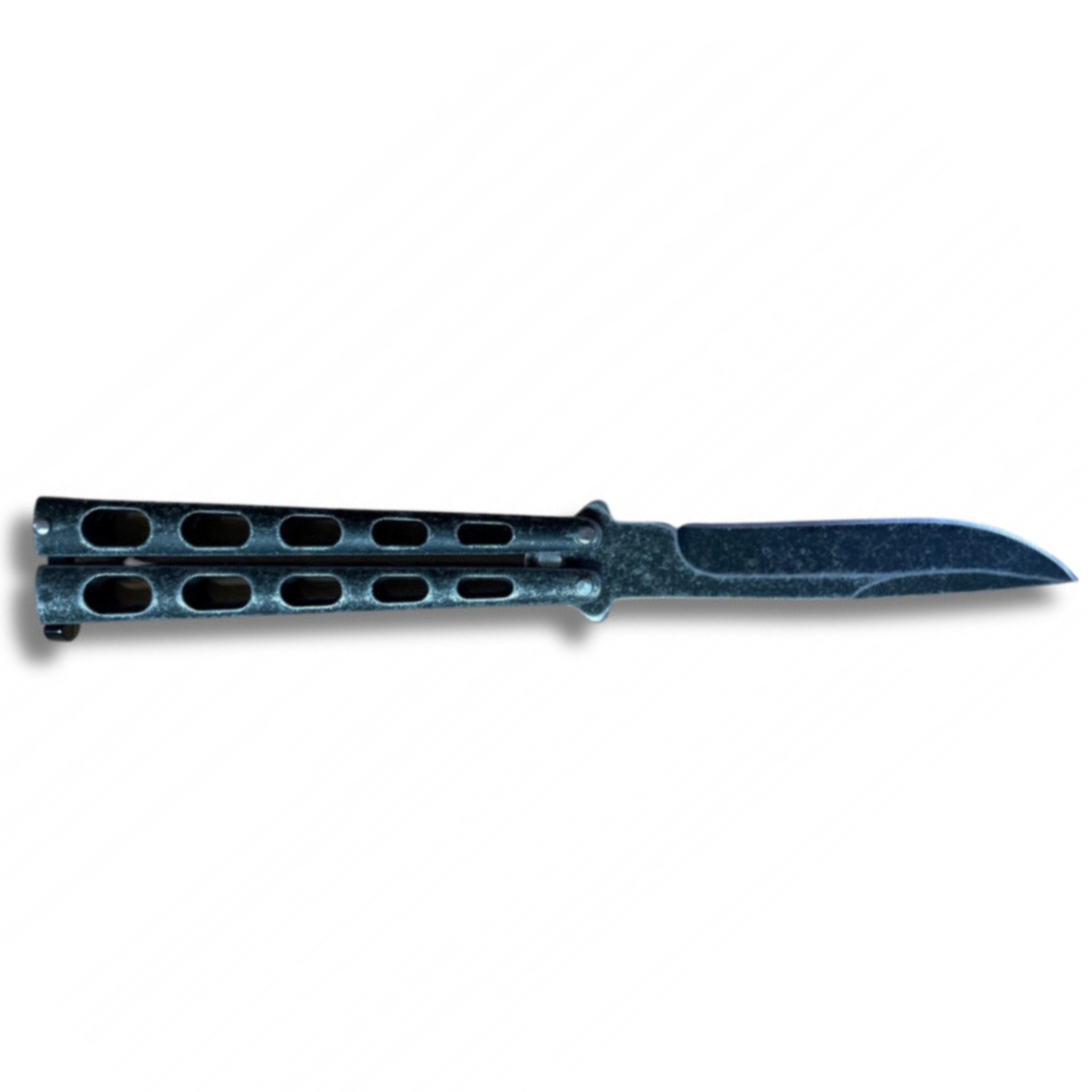 Couteau papillon gris patiné, lame acier 440C 9 cm, 21 cm