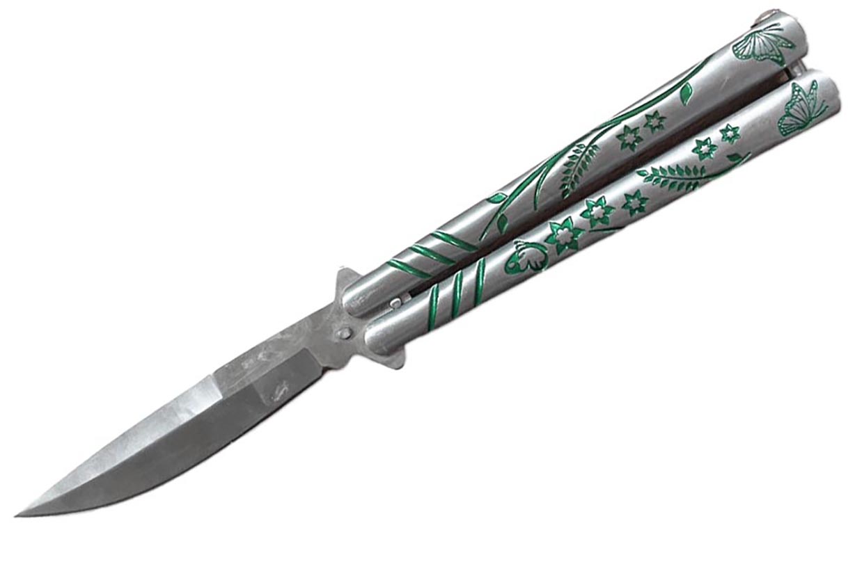 Couteau papillon Verdure grisée, lame inox 11 cm, longueur 23 cm 3