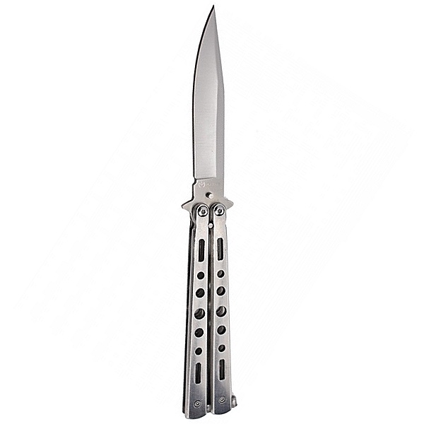 Couteau papillon gris tout inox, lame 9,5 cm, 22 cm, 110 g 3