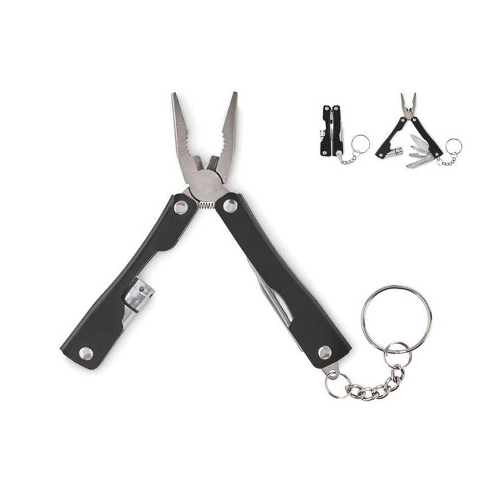 Petite pince multifonctions noire 9,4 cm avec lampe LED 3