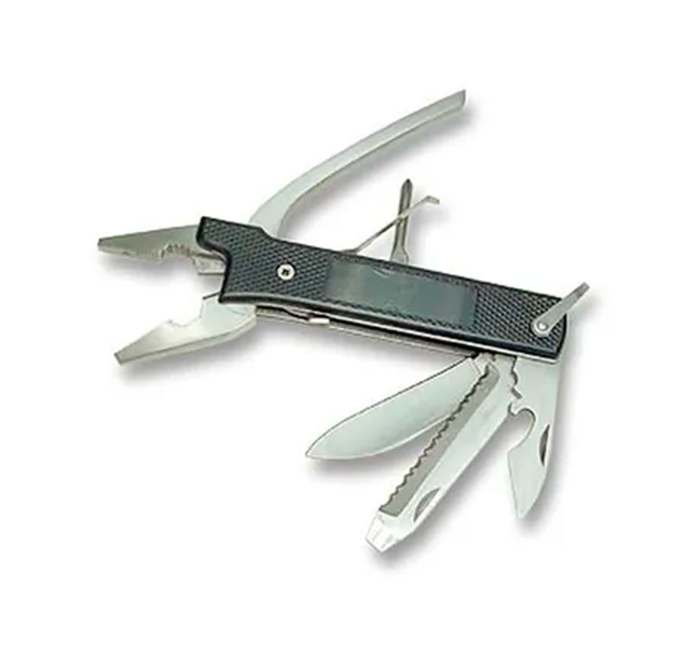Pince multifonctions 15,5 cm manche noir quadrillé et étui nylon