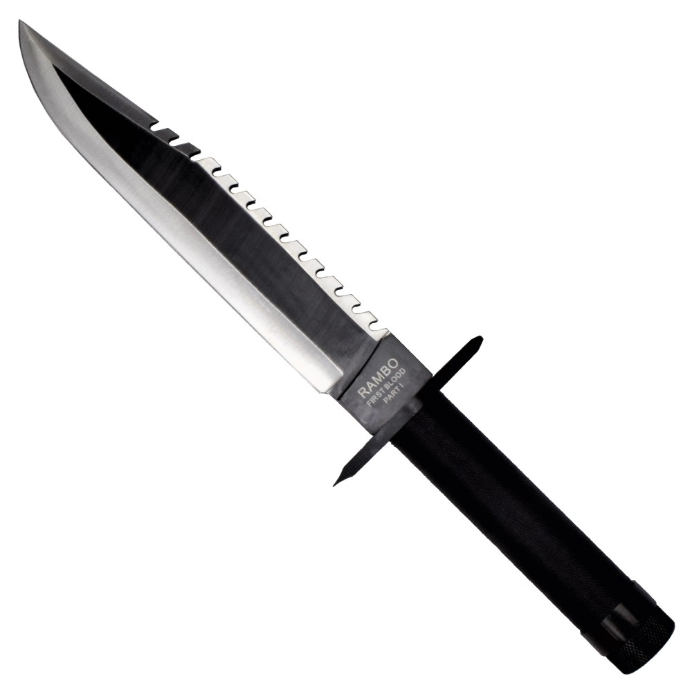 Couteau de survie Rambo I, lame acier 420 22,5 cm, kit et étui cuir