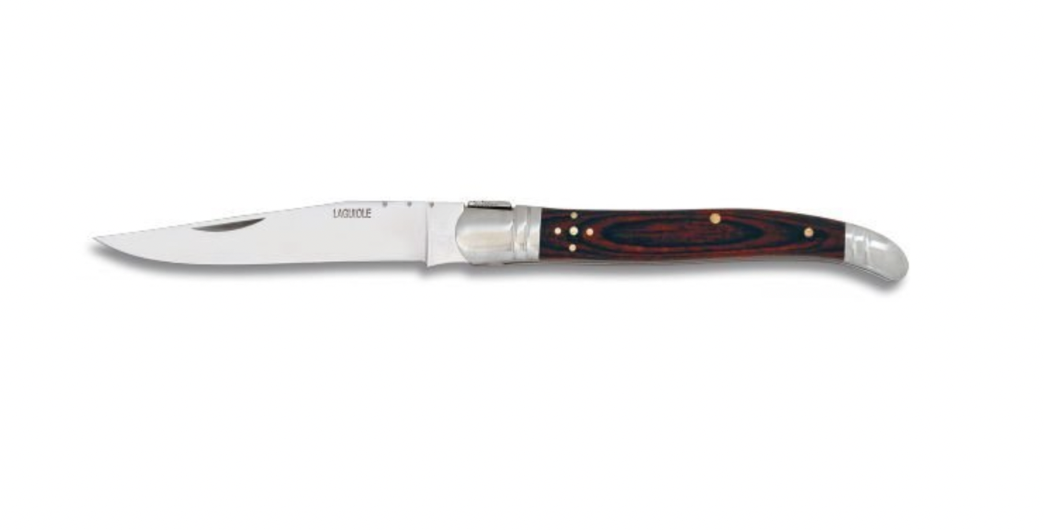 Couteau pliant type laguiole manche Stamina rouge, lame inox 9 cm
