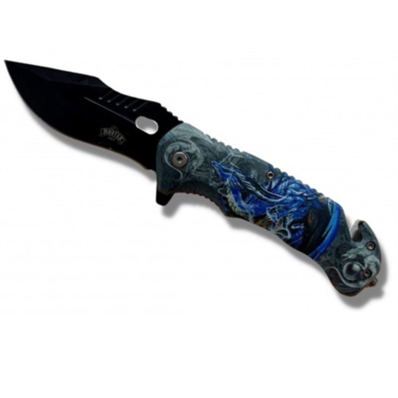 Couteau pliant Dragon du tonnerre, lame inox 9 cm, ouverture assistée