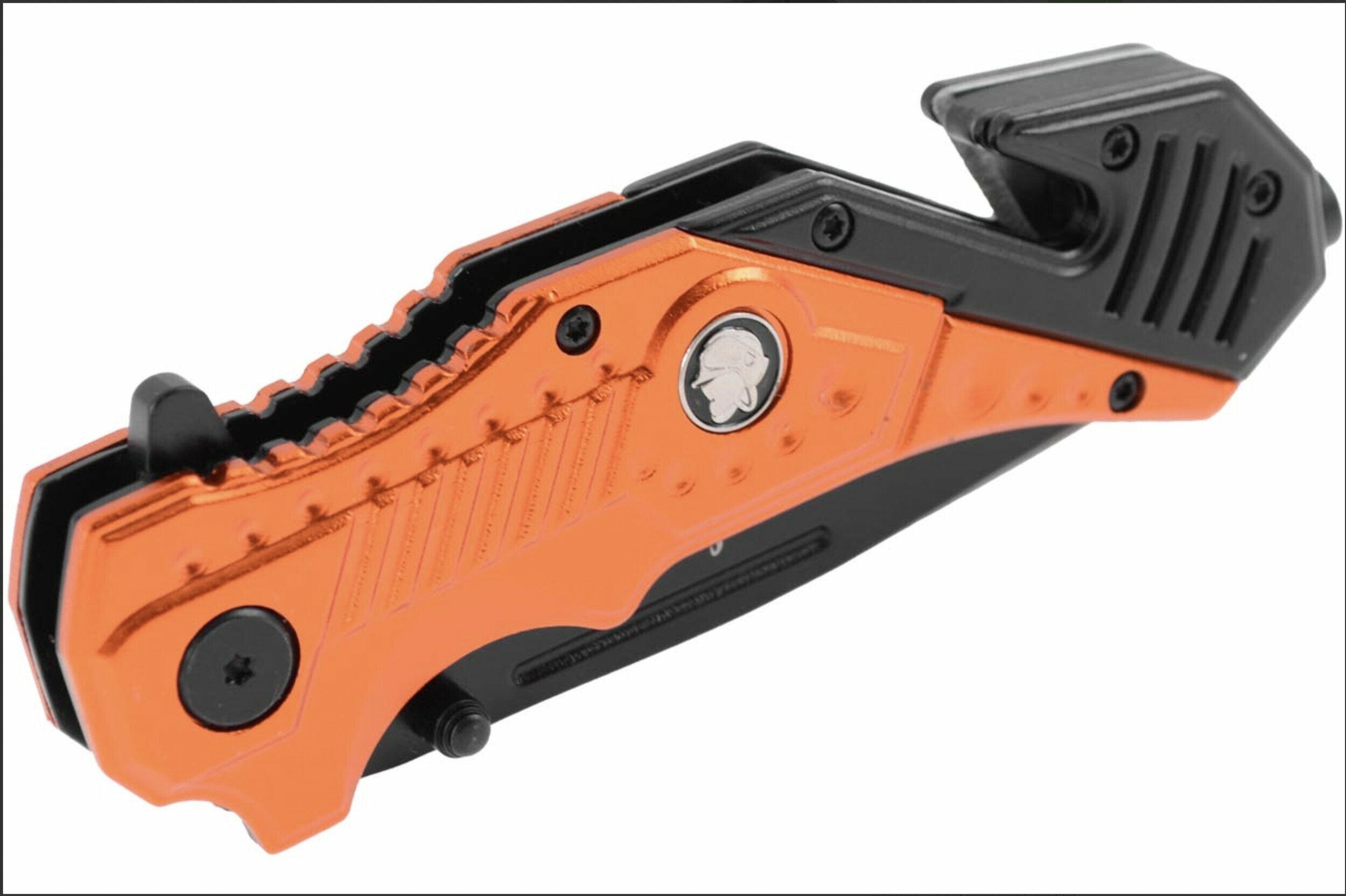 Couteau pliant Pompier de Paris, lame tanto 8 cm, manche alu orange 2