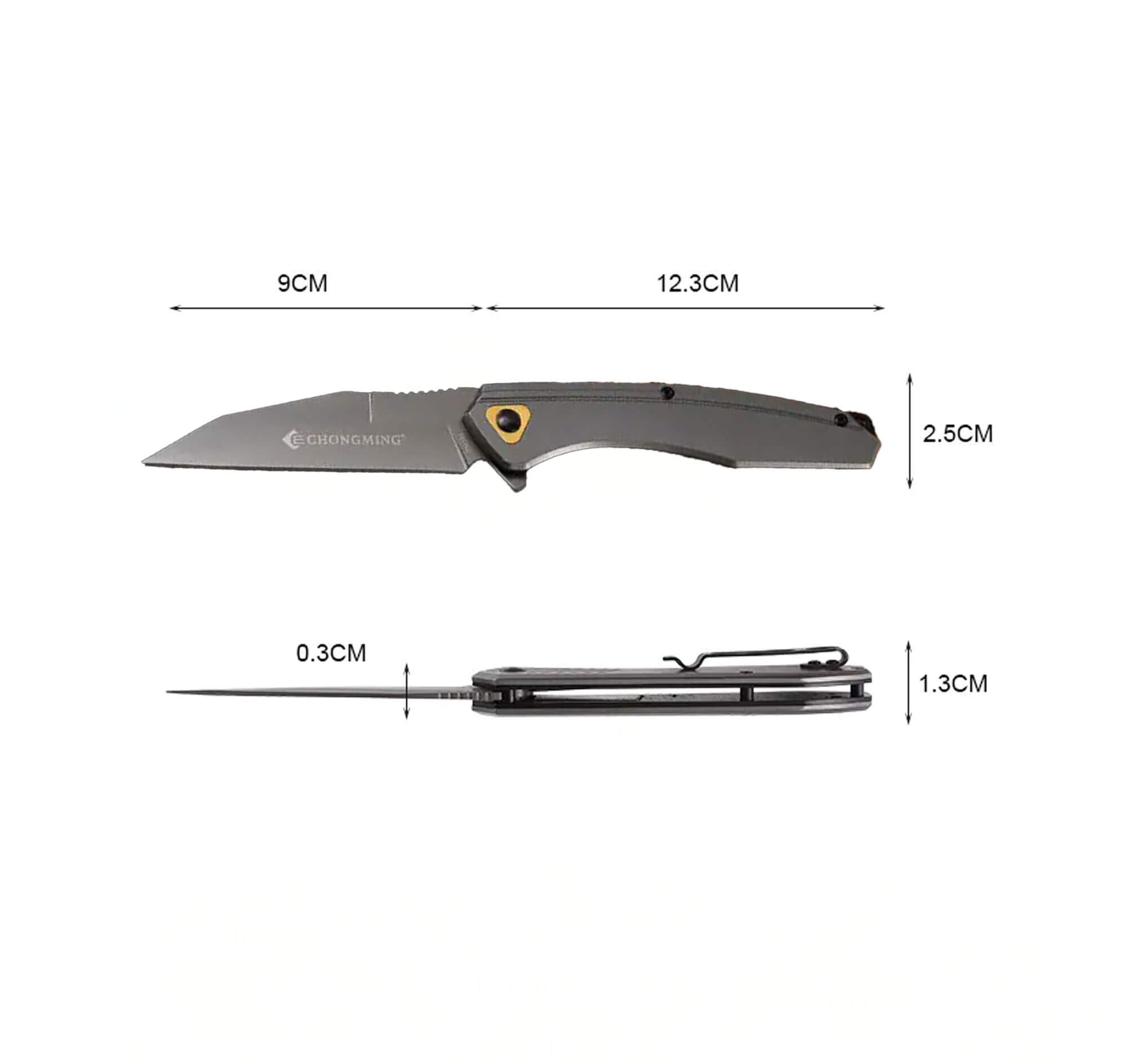 Couteau pliant Chongming gris, lame inox 9 cm, longueur 21,3 cm 4