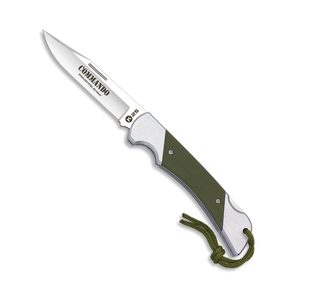 Couteau pliant K25 Commando, lame 10 cm acier 8Cr13MoV, back lock