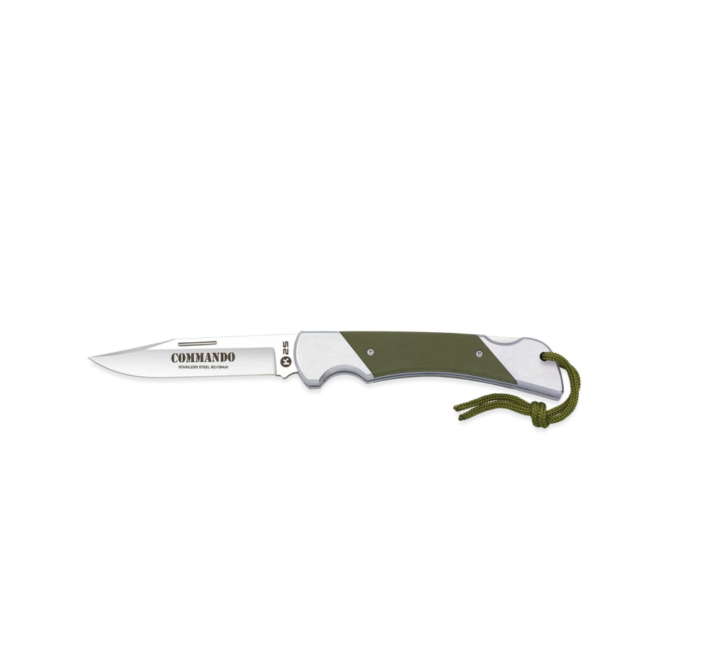 Couteau pliant K25 Commando, lame 10 cm acier 8Cr13MoV, back lock 2