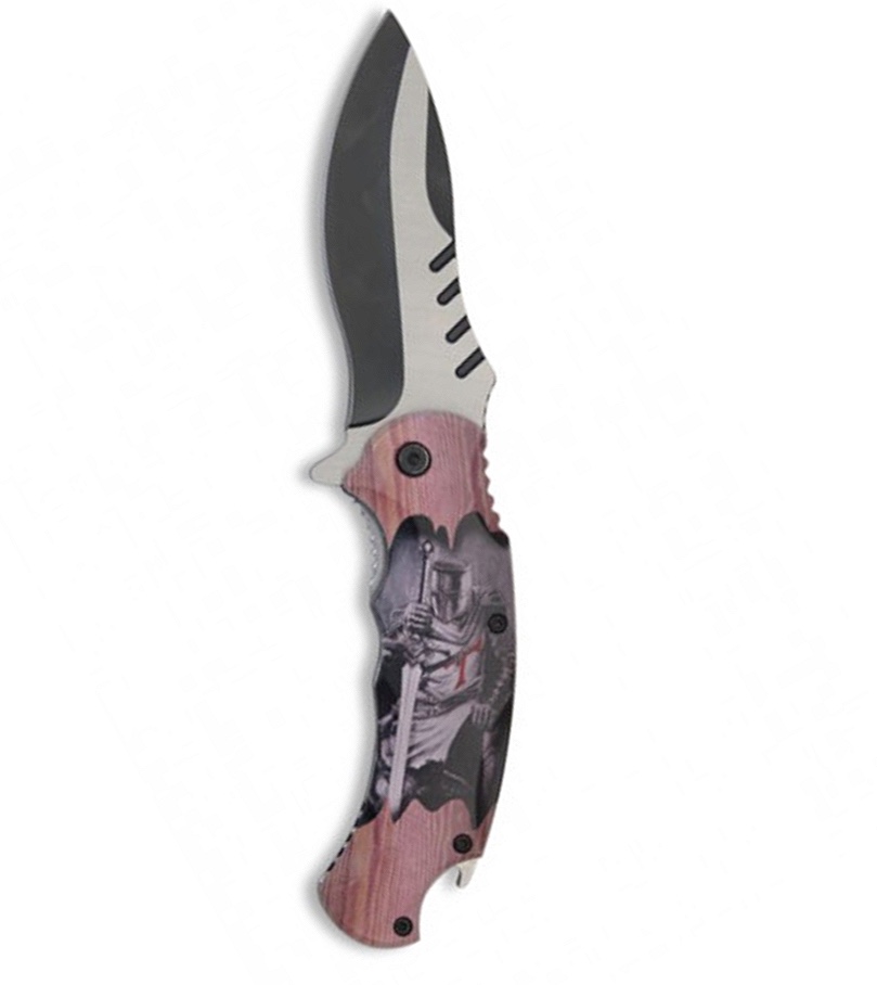 Couteau pliant chevalier templier, lame inox 9 cm, 21 cm ouvert 2