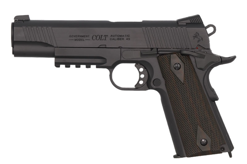 Pistolet airsoft CO2 Colt 1911 Rail Gun noir Cybergun 6 mm 1 joule