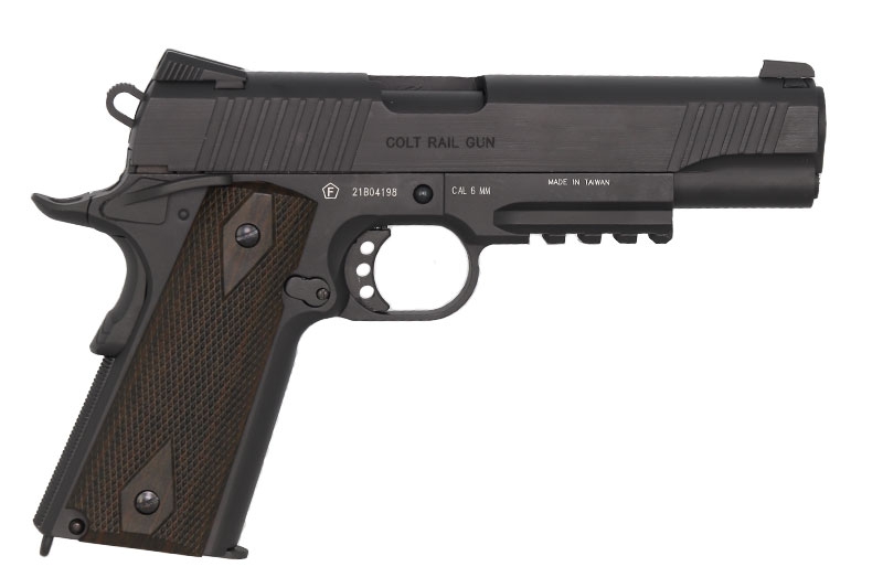 Pistolet airsoft CO2 Colt 1911 Rail Gun noir Cybergun 6 mm 1 joule 2