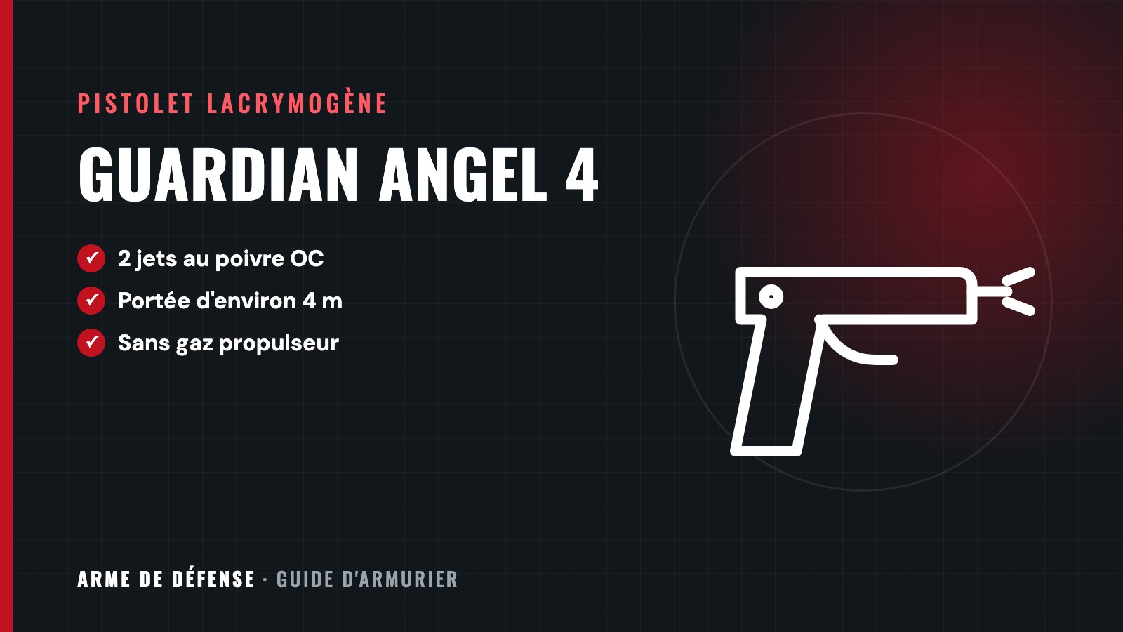 Guardian Angel 4 : 2 jets au poivre OC, Portée d'environ 4 m, Sans gaz propulseur