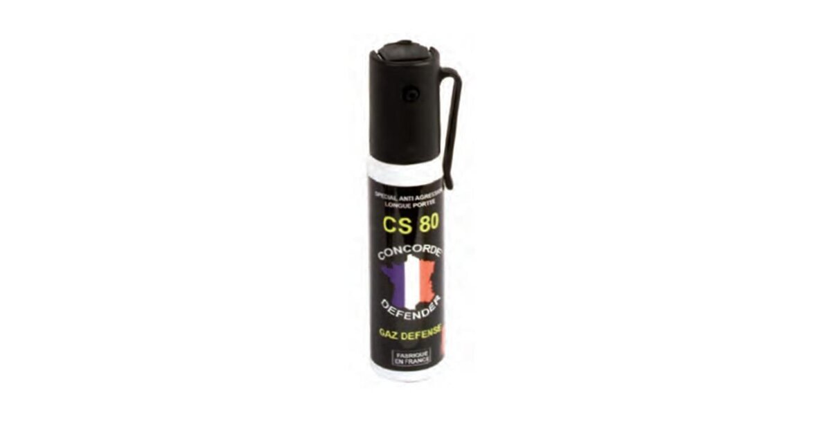 Bombe lacrymogène gaz cs 25ml - Spray de défense gaz incapacitant