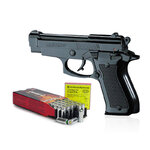 Pack Pistolet à blanc type Beretta 85 noir calibre 9 mm