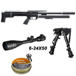 Carabine PCP Snowpeak M60 6,35 mm 19,9 joules + lunette 6-24x50 et bipied