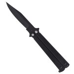 Couteau papillon noir tout acier, lame 9,5 cm, 22 cm ouvert 2