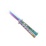Couteau papillon Rainbow ajouré, finition irisée, lame 11 cm 2