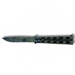 Couteau papillon camouflage, lame acier 440C 9 cm, 21 cm, 110 g