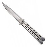 Couteau papillon gris tout inox, lame 9,5 cm, 22 cm, 110 g 2