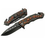 Couteau pliant scorpion à ouverture assistée, lame noire 10 cm, 21 cm 2