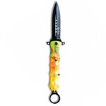 Couteau pliant camouflage à anneau, lame noire acier 440 de 10 cm 2