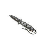 Couteau pliant manche lacé noir et blanc, lame ajourée 9 cm 3