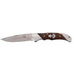 Couteau pliant marin manche bois décor ancre, lame inox 9 cm, 100 g