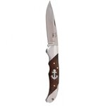Couteau pliant marin manche bois décor ancre, lame inox 9 cm, 100 g 2