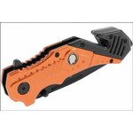 Couteau pliant Pompier de Paris, lame tanto 8 cm, manche alu orange 2