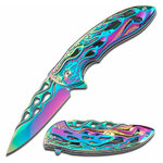 Couteau pliant Rainbow finition arc-en-ciel, lame ajourée 8,8 cm 2
