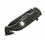 Couteau pliant pompier noir Sauver ou Périr, lame 9 cm, brise-vitre 2