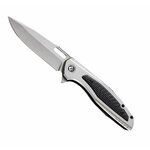 Couteau pliant gris, lame 9 cm acier inoxydable revêtu titane, 22 cm
