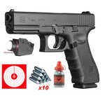 Pack pistolet Glock 17 Gen 4 CO2 4,5 mm BB 1,7 J avec lampe laser