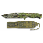 Couteau à lame fixe K25 Camo 27 cm, lame tanto 14 cm, étui nylon
