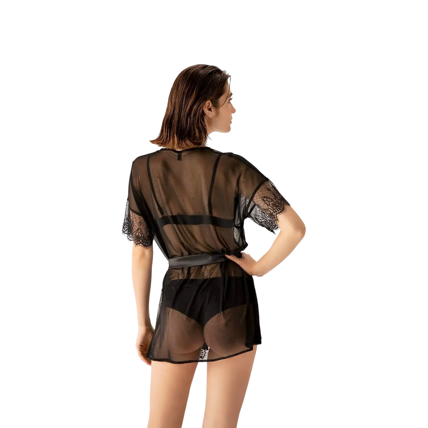 kimono court en dentelle