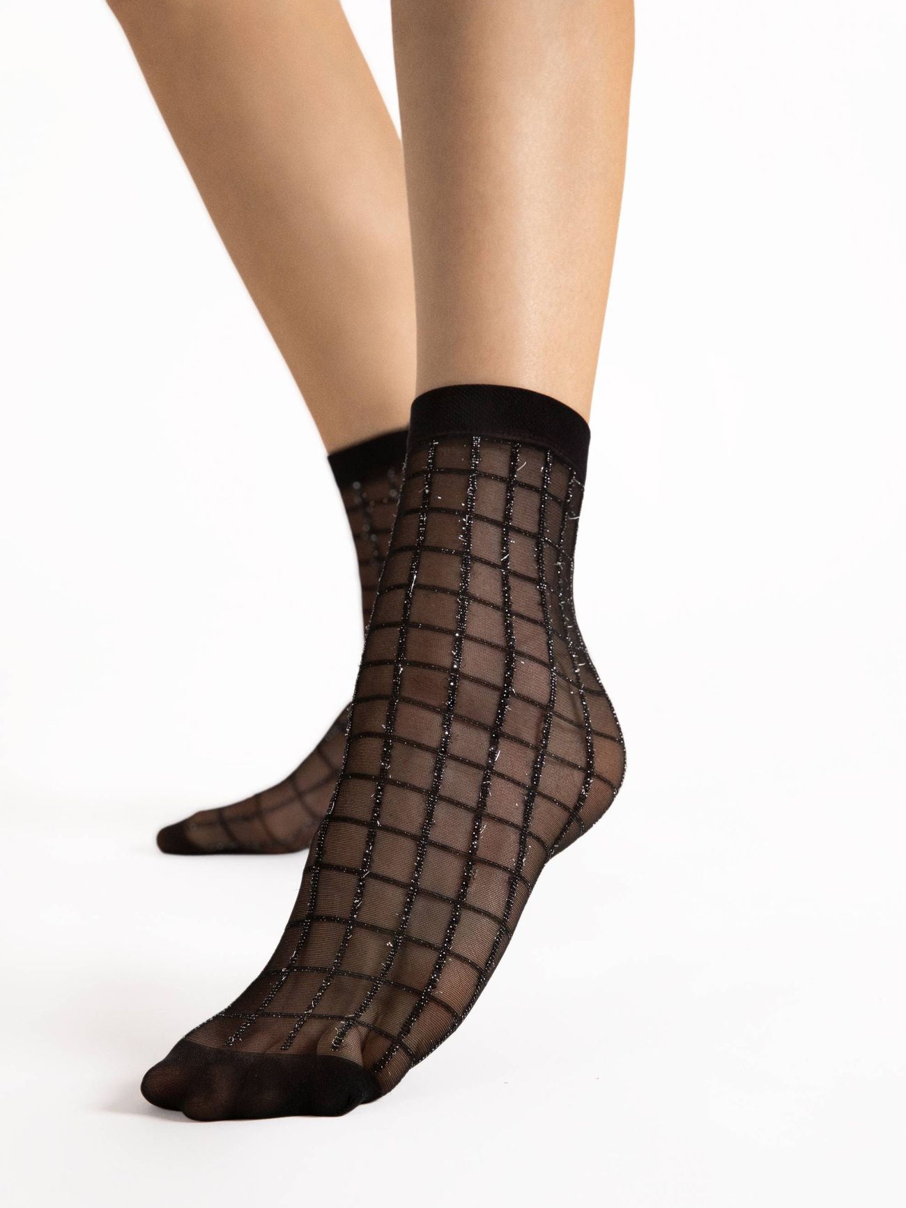 socquette fiore grid noir 20 deniers