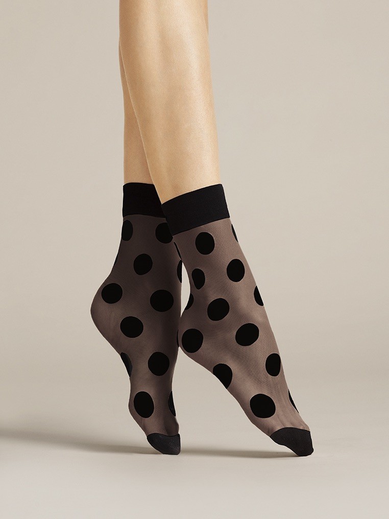 socquette noir plumetis 20 deniers