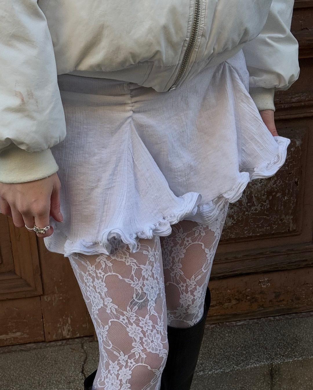 collant en dentelle blanche